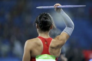 2016 Rio Olympics - Athletics - Preliminary - Women's Javelin Throw Qualifying Round - Groups - Olympic Stadium - Rio de Janeiro, Brazil - 16/08/2016. Lu Huihui (CHN) of China competes. REUTERS/Alessandro Bianchi